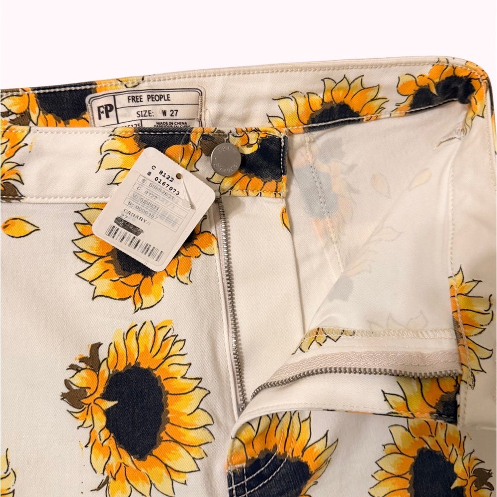 Free People Sunflower Patterned Bell Bottoms